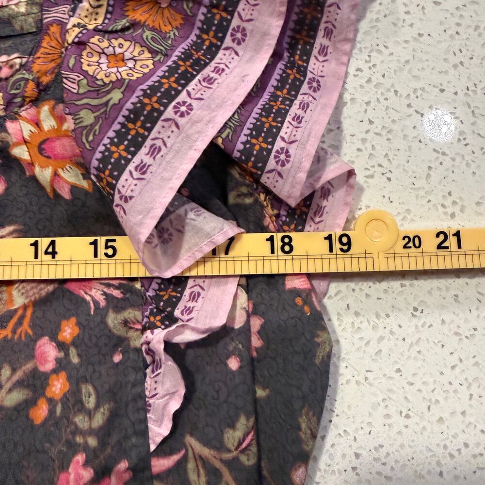 Sundance Marcleine Floral Top Coquette Ruffle Pintuck Boho Cottagecore Large - Picture 9 of 9